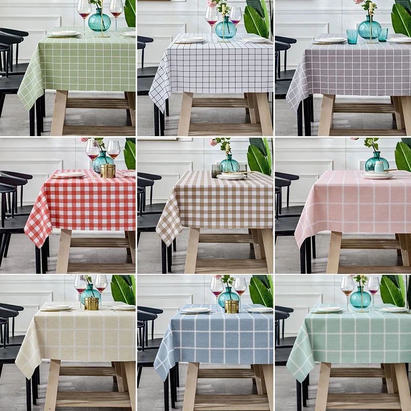 

PVC Plastic rectangular Thicken grid Floral printed Tablecloth Oilcloth Waterproof Oilproof kitchen dining Table colth Cover Mat