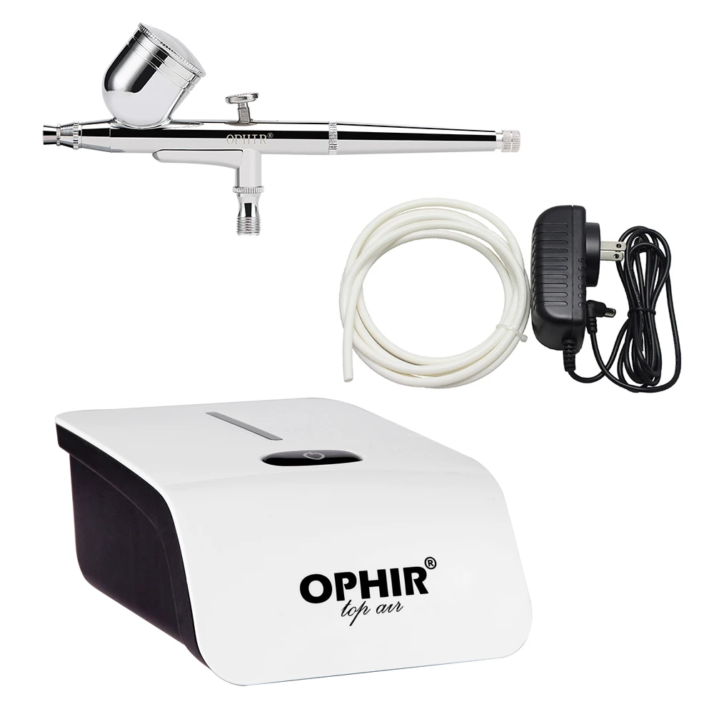 OPHIR Airbrush Kit with Air Compressor Air brush Spray for Makeup System Nail Art Body Paint Temporary Tattoo_AC117W+AC004A