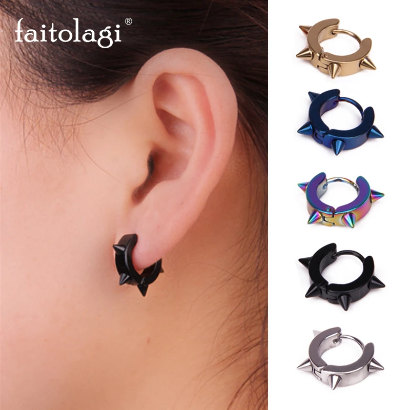 Серьги унисекс в стиле панк с заклепками простые серьги кольца шипами рок из