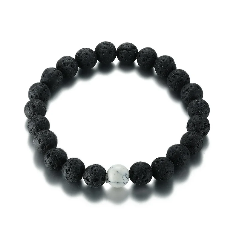 Белый Howlite камень из вулканической лавы браслет на эластичной веревке