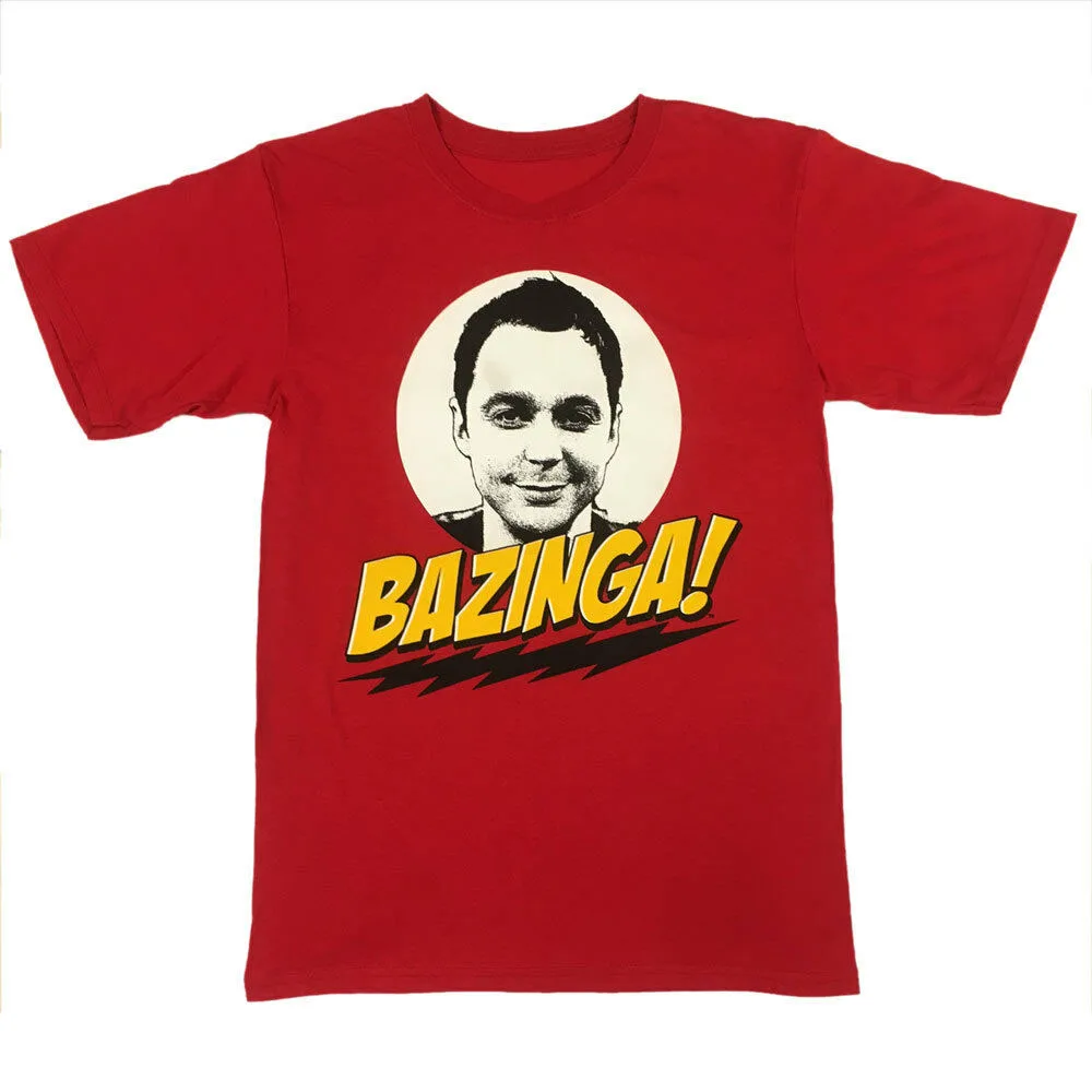 Большая-Bong Theory BAZINGA! Как у Шелдона Купера футболка красного цвета лицензированных
