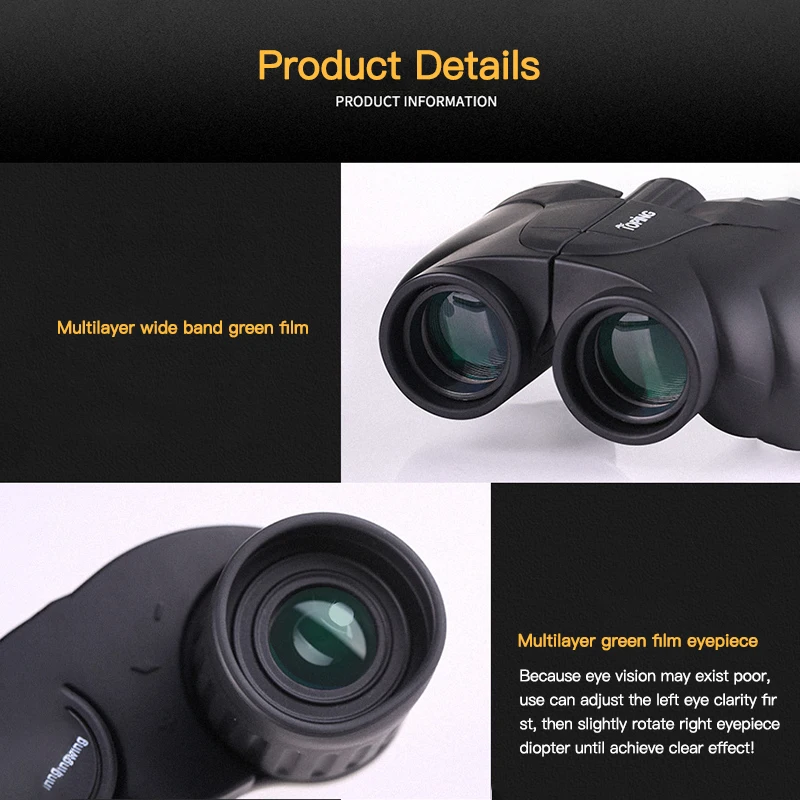 

Binoculars 10x25 Handheld Portable Waterproof HD Telescope Outdoor Camping New Arrivals Dropshipping