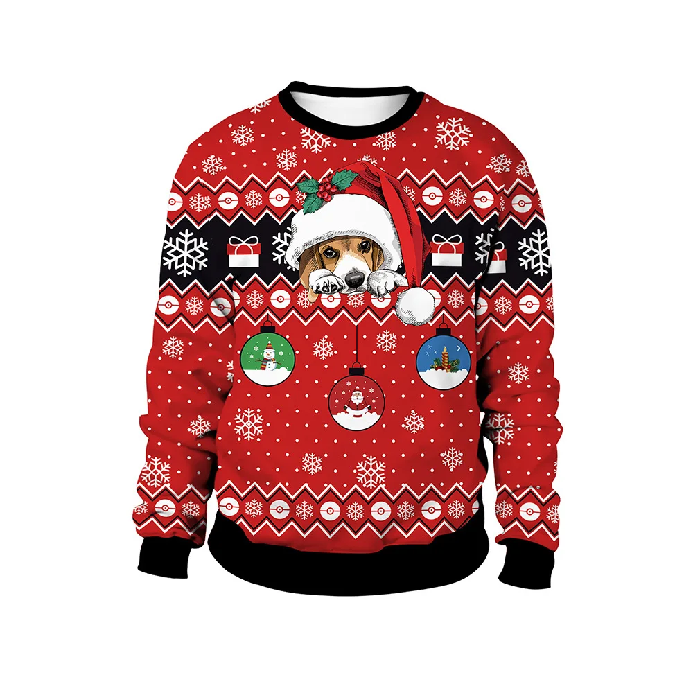

Ugly Christmas Sweater for Women Men Funny Dog Printed XMAS 2021 Woman Womens Sweaters Long Sleeve Loose Pullover Dropshipping