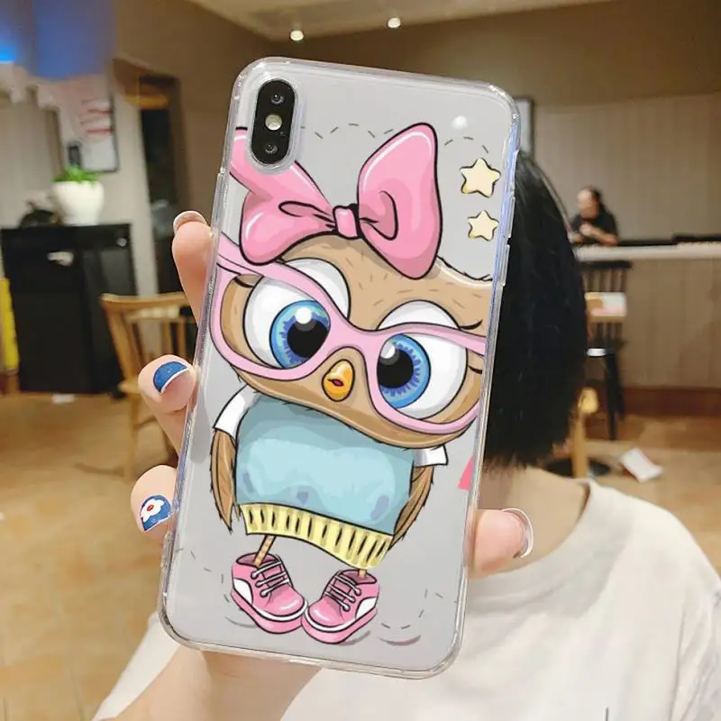 

Owl cute animal cartoon design Phone Case Transparent soft For iphone 5 5s 5c se 6 6s 7 8 11 12 plus mini x xs xr pro max