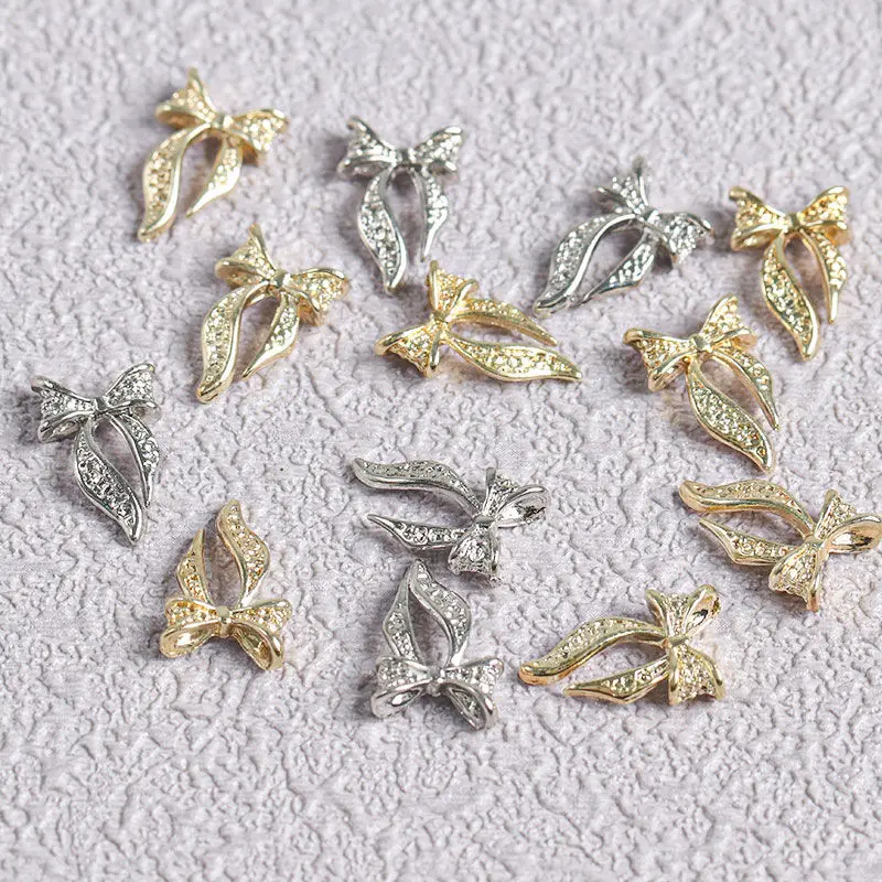 

New Nail Bow Jewelry Three-dimensional Net Red Explosion Super Flash Water Drill Nails Decorative Nail Jewelry Zircon Diamond