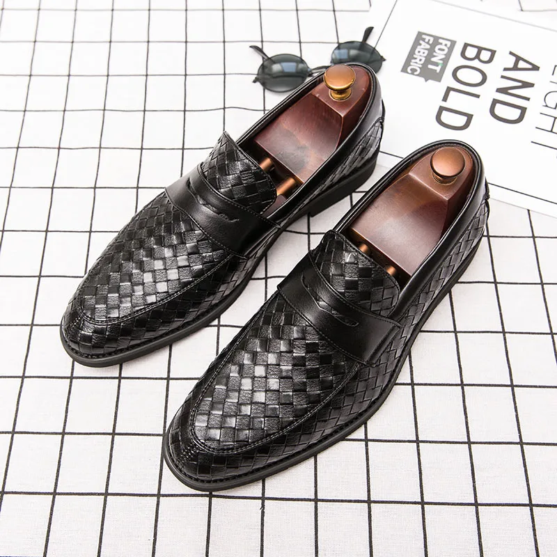 

Hot Luxury Men Shoes Brand Braid Leather Casual Driving Oxfords Shoes Men Loafers Moccasins Italian Business Shoes for Men Flats