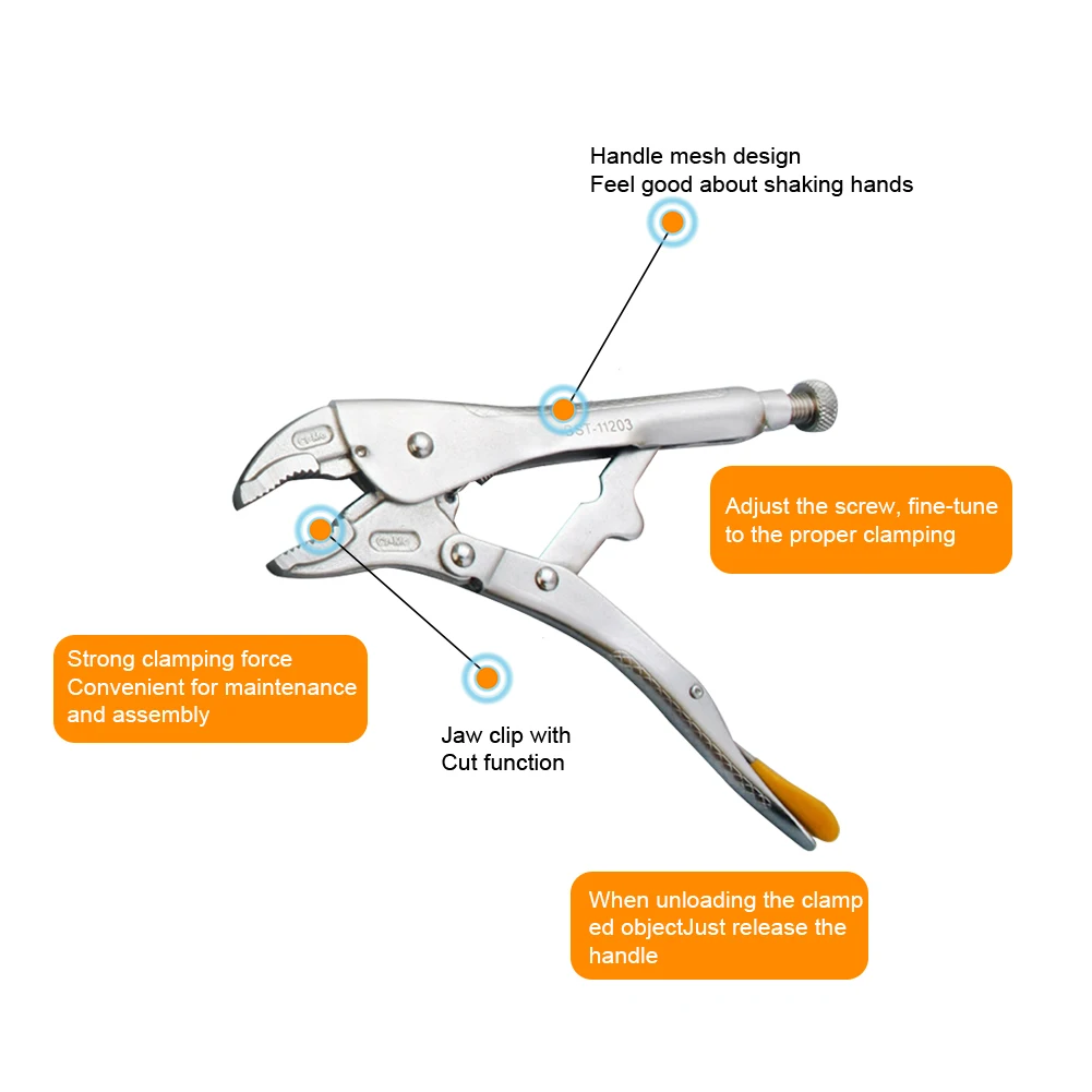

10in Adjustable Clamping Curved Jaw Hand Tools Home Repair Hardware Multifunction Locking Plier Durable Portable Labor-saving