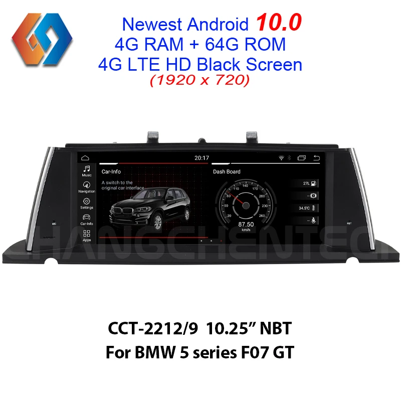 Для BMW 5 Series F07 GT NBT Мультимедиа Android 10 0 HD Black Touch 1920x720 Автомобильный GPS навигатор 64G rom