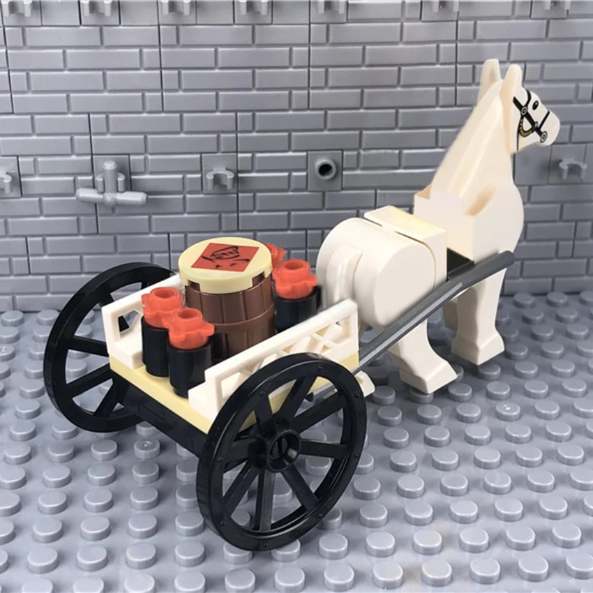 Винная бутылка корзина Белая лошадь животное автомобиль строительные блоки