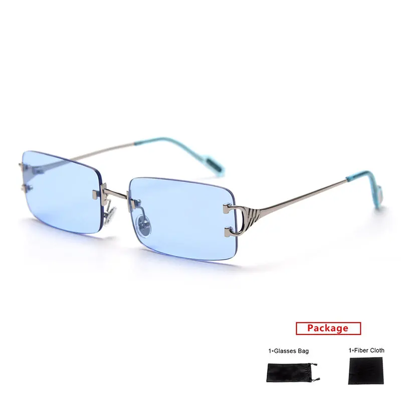 

mimiyou Rimless Rectangle Sunglasses Women Novel Leg Retro Fashion Sunglasses Men SunGlasses Brand UV400 Eyeglasses Shades