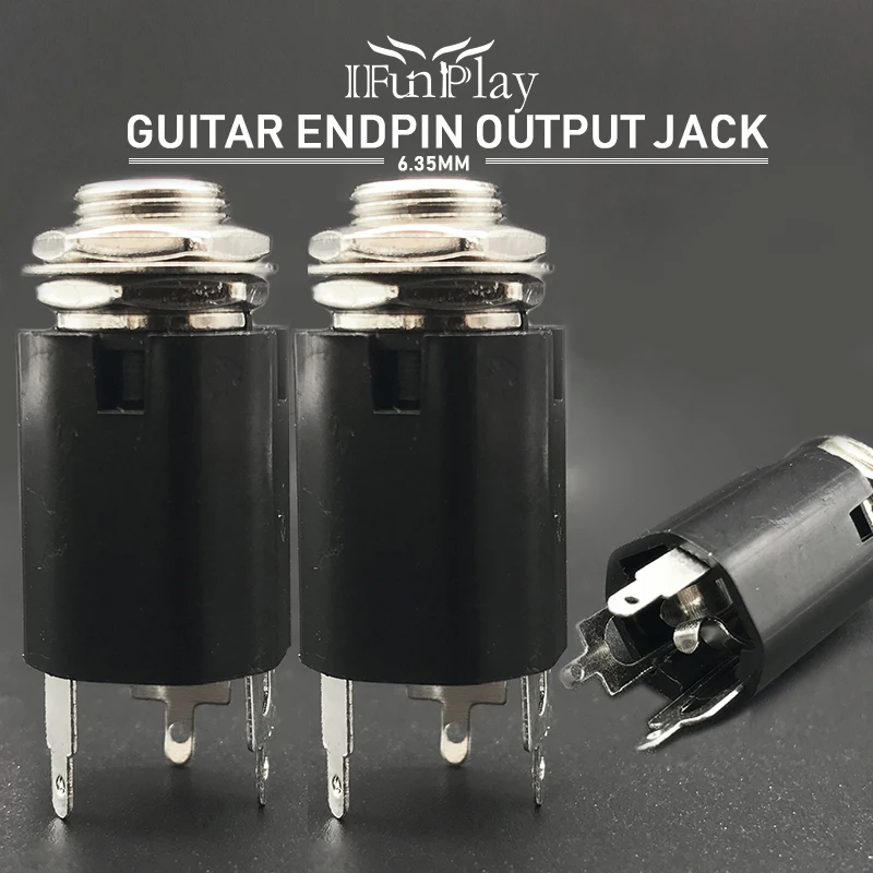 2 шт. гитара Endpin Jack 6 35 мм Вход для акустической Электрогитары бас Выход черный