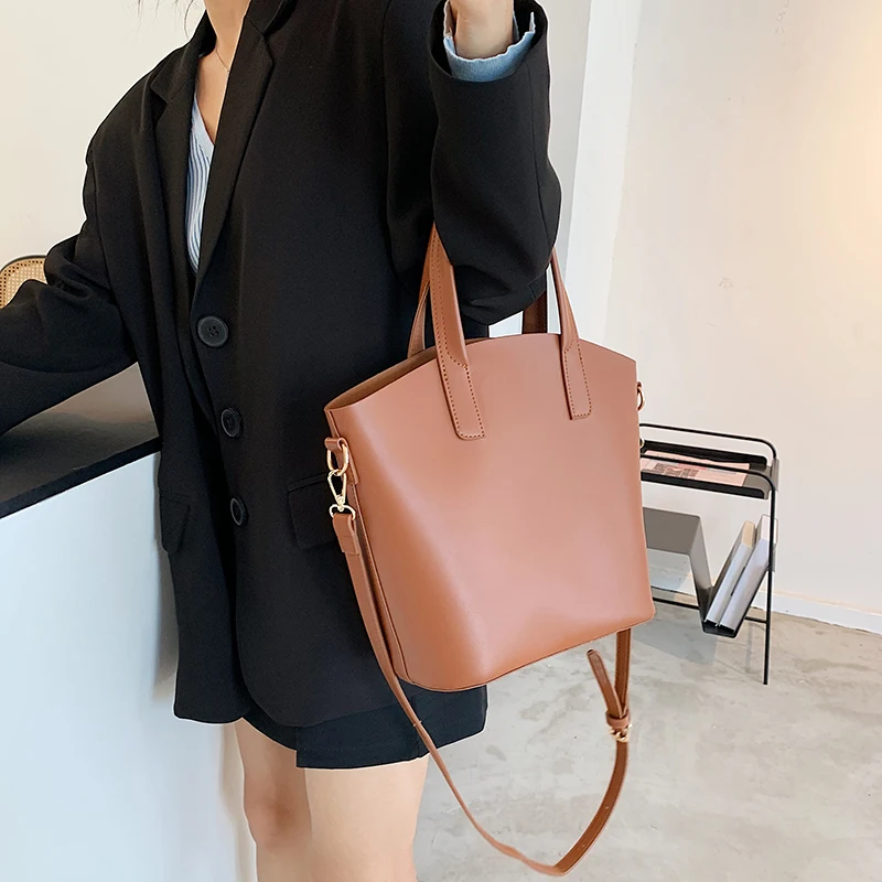 

fashion Solid Color PU Leather Crossbody Bags for Women 2020 Classic Branded Shoulder Handbags Female Travel Totes Lux Hand Bag
