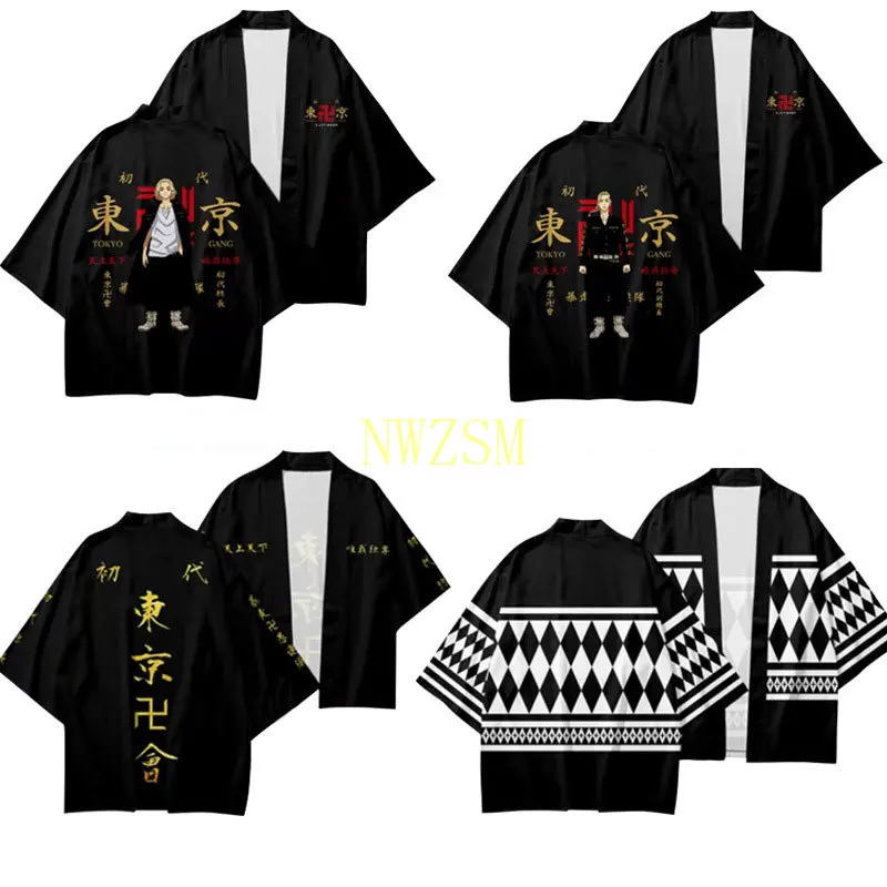 

Anime Tokyo Revengers Cosplay T-shirt Cloak of Draken Manji Gang for Summer Haori Kimono Tee Men Short-sleeve