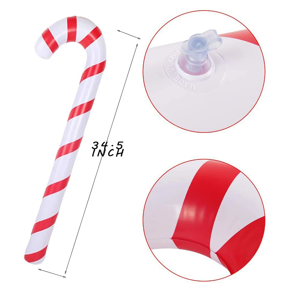

Inflatable Candy Cane Christmas Decoration Santa Walking Stick Classic Lightweight Hanging Ornaments New Year Navidad Kid Gifts