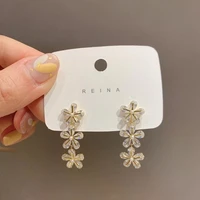 huami korea romantic fashion flower earrings pearl pendant drop earrings for women party luxury jewelry charm gift