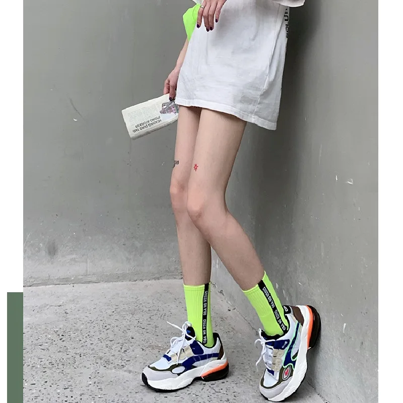 

AOMU 3Pairs/Set New Trendy Letter Pattern Art Socks Women Candy Color Harajuku Socks For Girls Accessories