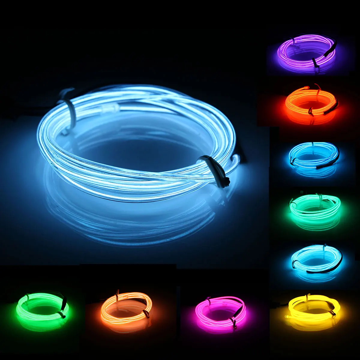 

Smuxi 1M EL LED EL Wire LED Strip DC 12V Flexible Soft Tube Wire Neon Glow Car Rope 10 Colors Light Party Christmas Decoration