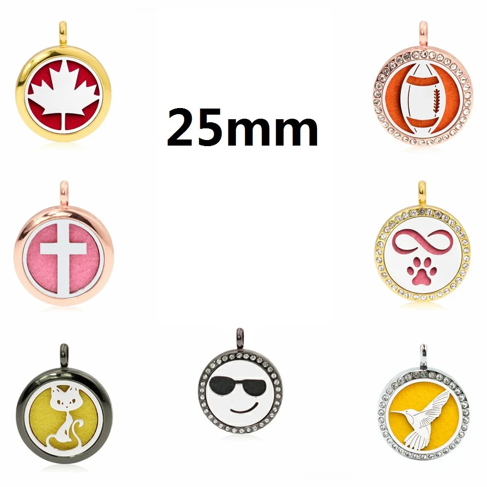 25 мм медальон эфирное масло диффузор Кулон (бесплатно 5 шт Случайные