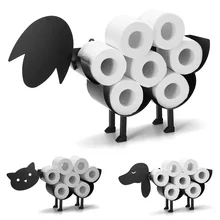 Toilet Paper Roll Holder Bathroom Wall Mounted Loo Rolls Storage Metal Rack Mount Hold up 7 Rolls Novelty Sheep /Cat /Dog Style