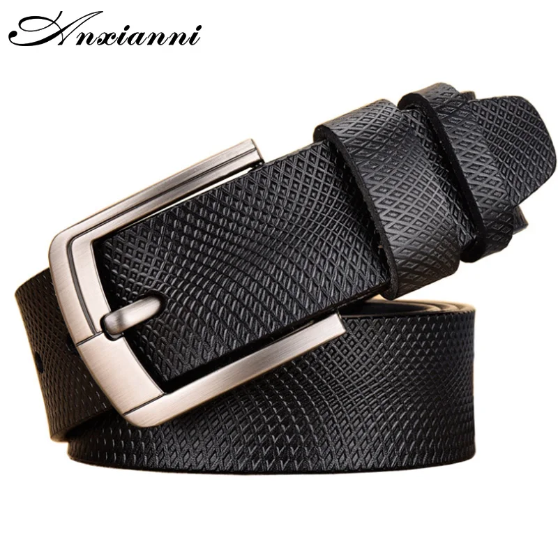 Ремень с регулируемой пряжкой мужской, кожаный пояс для джинсов, делового костюма, повседневный широкий старинный, 38 мм, черный/коричневый