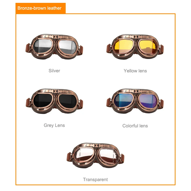

Motorcycle Glasses Retro Helmet Pilot Goggles Motorbike 100% UV400 Vintage Classic Glasses For Moto Scooter ATV Dirt Biker