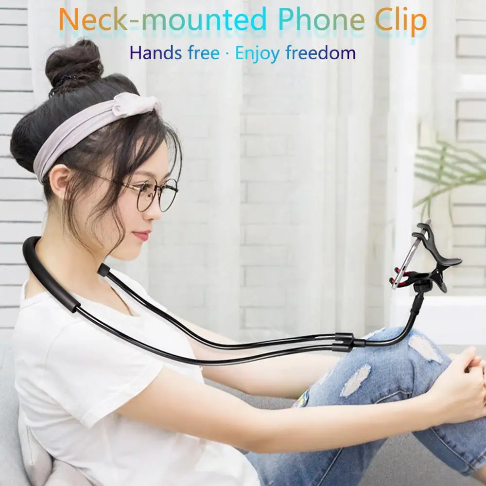 

Flexible Mobile Phone Holder Hanging Neck Lazy Necklace Bracket Bed 360 Degree Phones Holder Stand for Iphone Phone Accessories