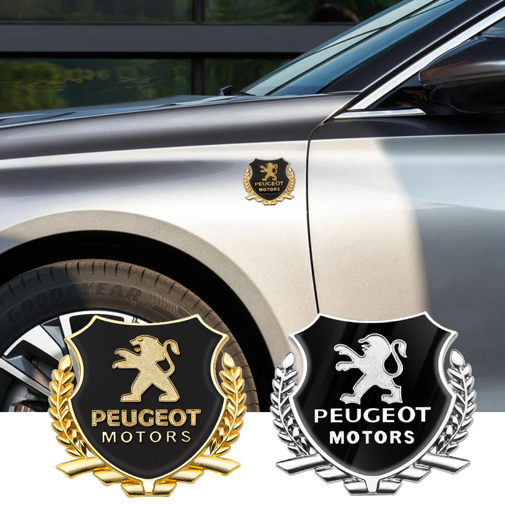 

2Pcs Gold / Silver Car Badge Sticker Auto Body 3D Metal Window Decals For Peugeot 107 108 206 207 308 307 408 407 508 3008 2008