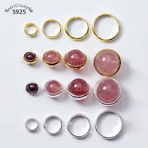 Обручи из чистого серебра 925 пробы с бусинами и кристаллами для изготовления ювелирных изделий, комплектующие для бижутерии, ожерелий, браслетов, 2 шт.