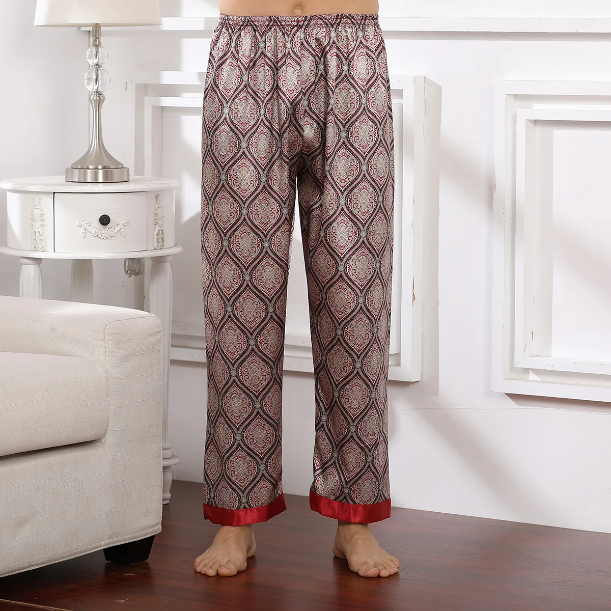 SILK Pajama Pants Men Spring Autumn Trousers Pajamas Casual Home Comfortable Sleep Wear Men Sleepwear Loungepants Mens Pajamas