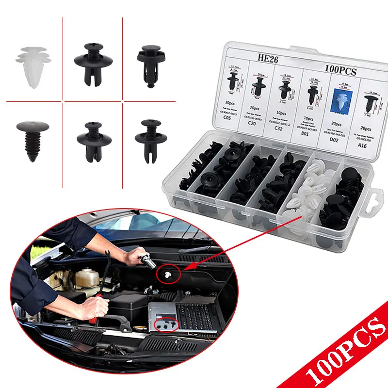 100 шт. автомобильные зажимы аксессуары зажим для крепления пластмассовая