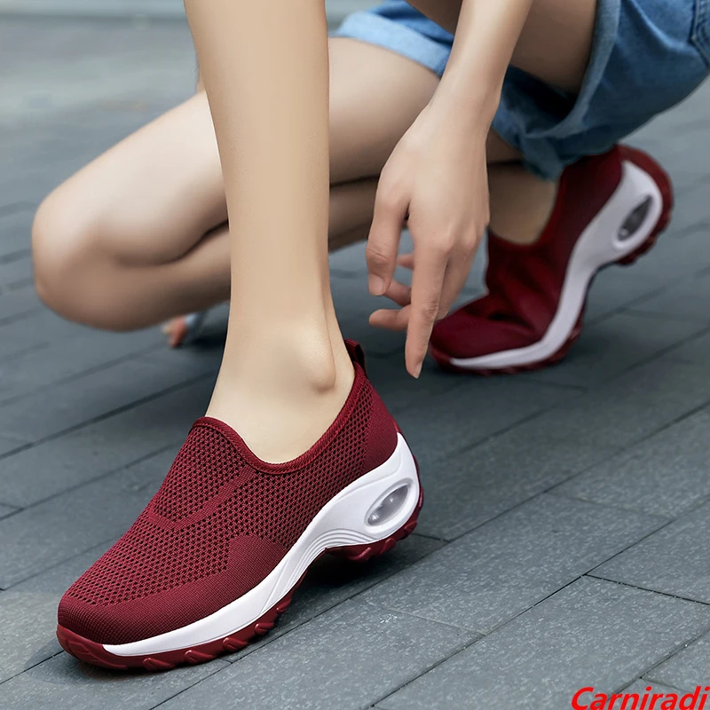 Summer Flying Weave Hollow Out Casual Shoes Women Breathable Cushioning Baskets Fitness Sneakers Ladies Non-slip Walking Shoes