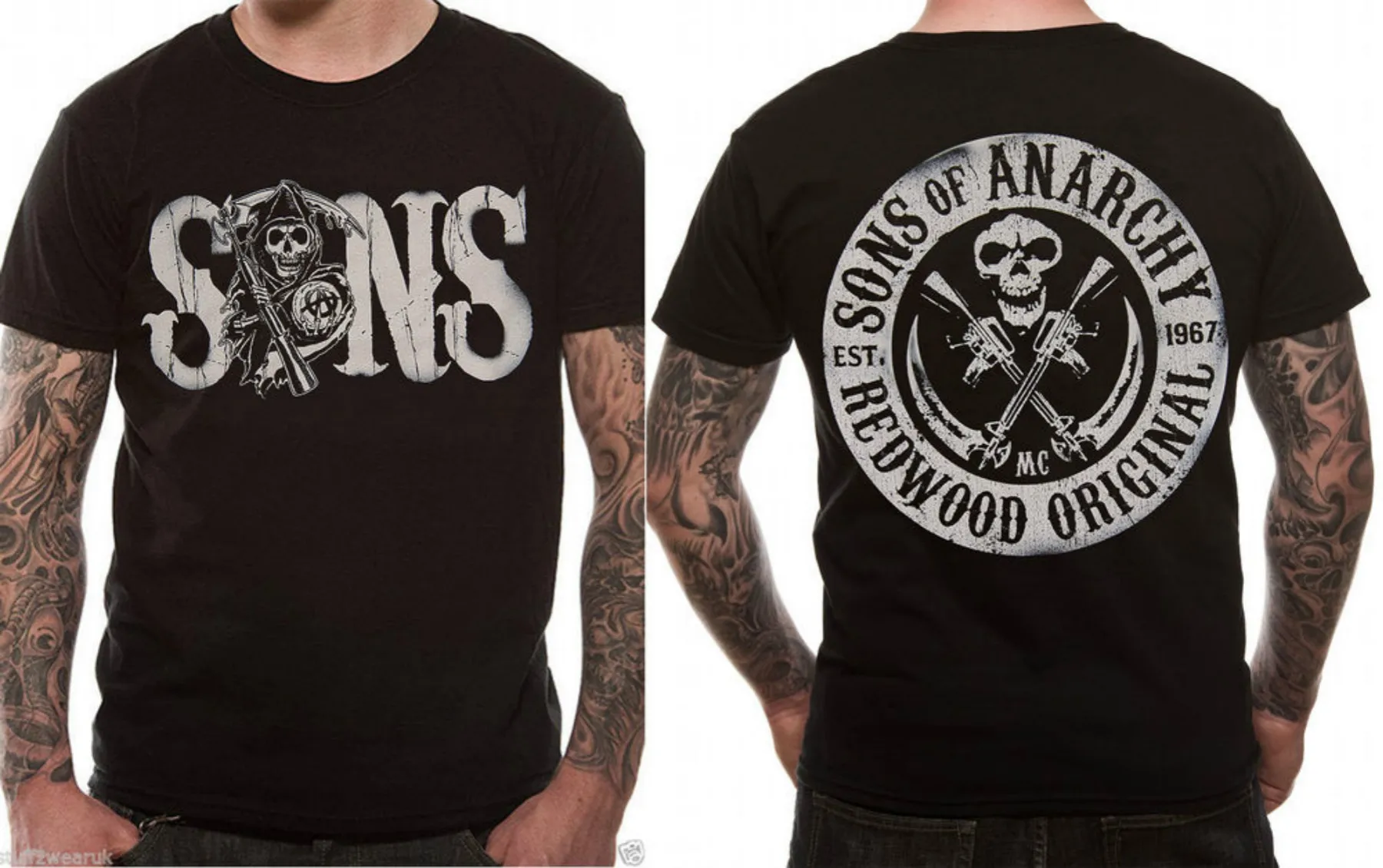 Camiseta estampada con Logo circular para hombre, camisa de manga corta de algodón con cuello redondo, con estampado de Sons Of Anarchy, de verano, nueva S-3XL