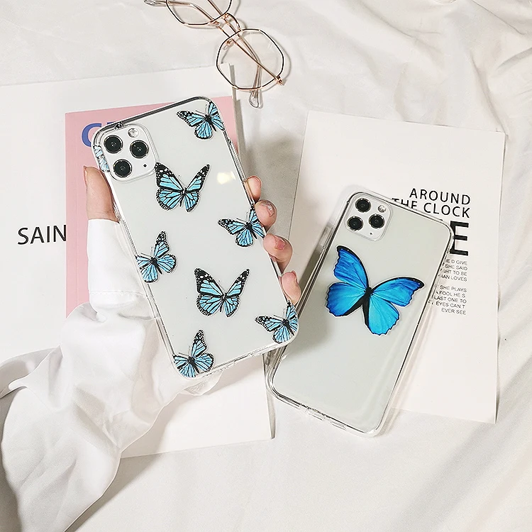 

Blus Butterfly Aesthetic Silicone Soft For iPhone 6 7 8 plus xs xr 5 4 Back Cover For Apple iPhone 11 12 Pro Max Phone Case TPU