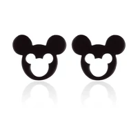 cute stainless steel double mickey stud earrings for kids girl birthday gifts cartoon mouse animal earring fashion jewelry