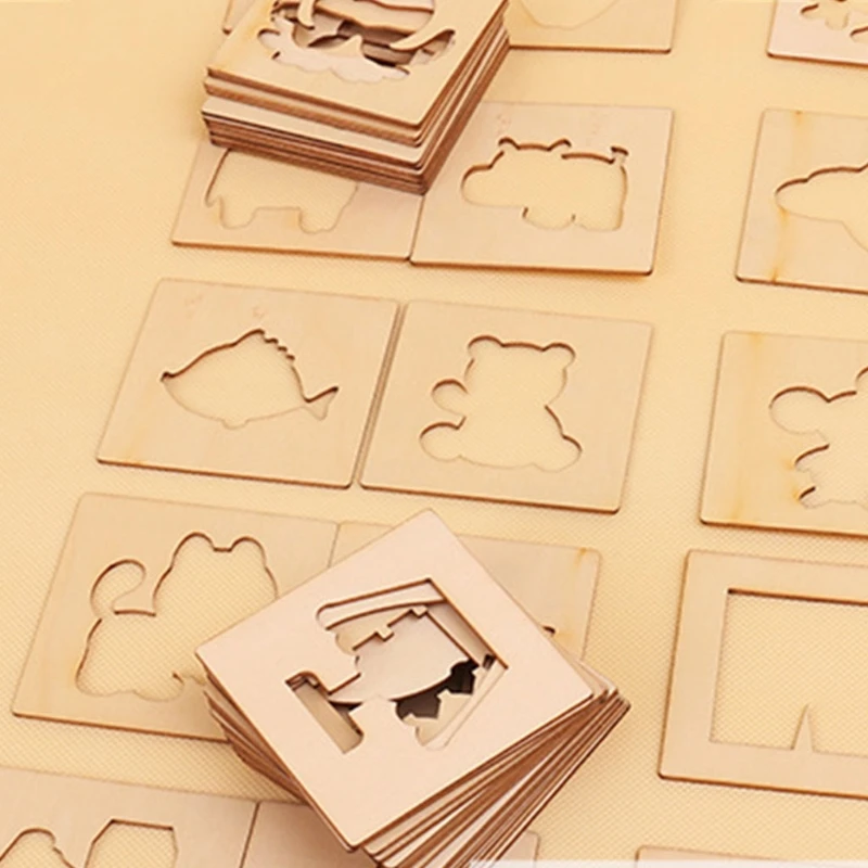 

Wooden Teaching Playsets Art & Craft Painting Kit with Marker & Template Set H055