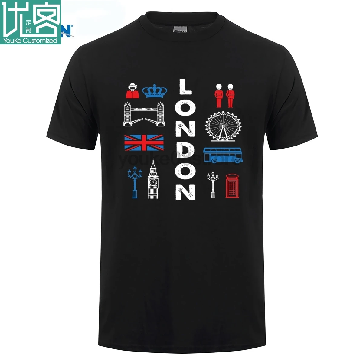 100% хлопковая Футболка с круглым вырезом и принтом на заказ Лондон Англия