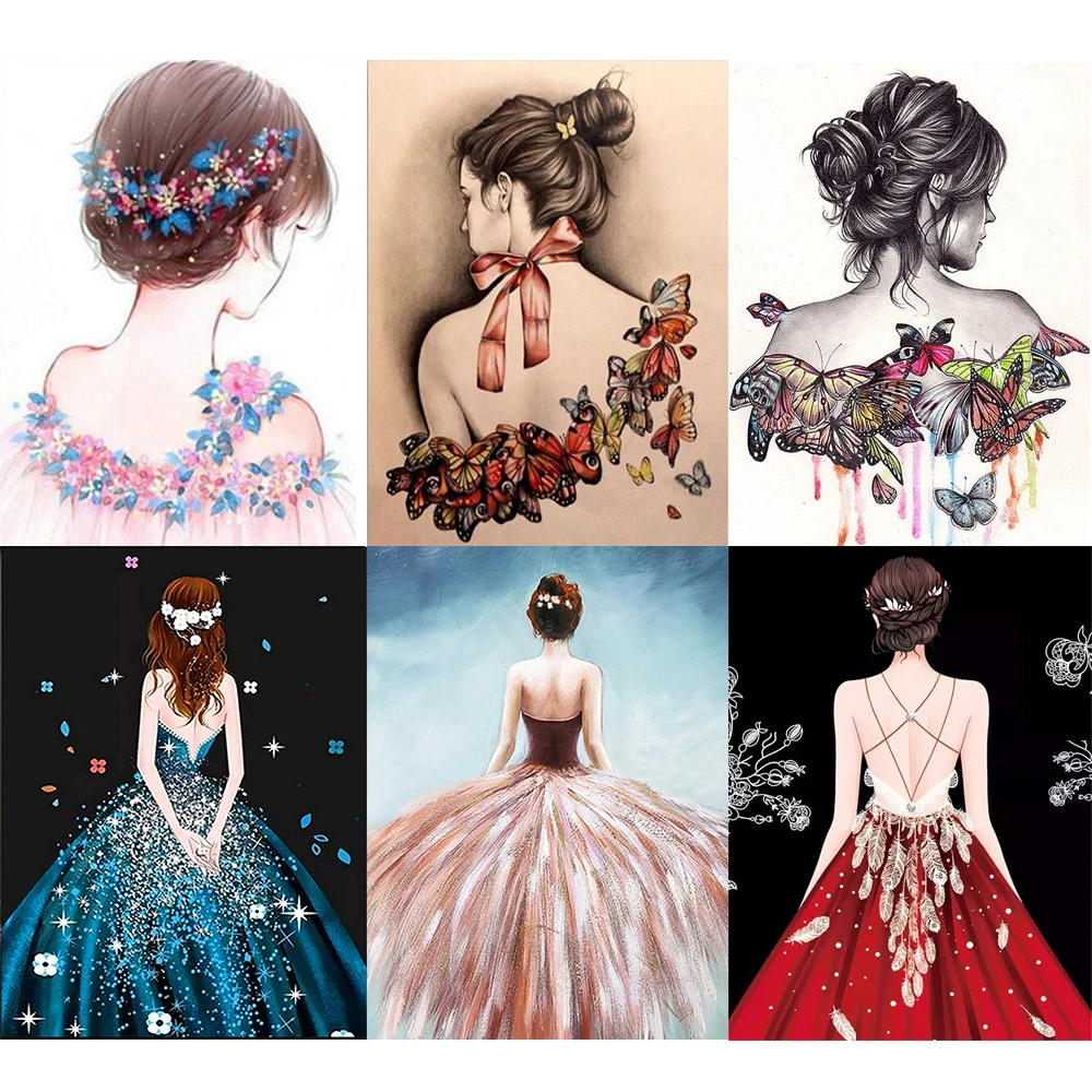 Холст с принтом девушки-бабочки 11CT Вышивка крестом полный комплект