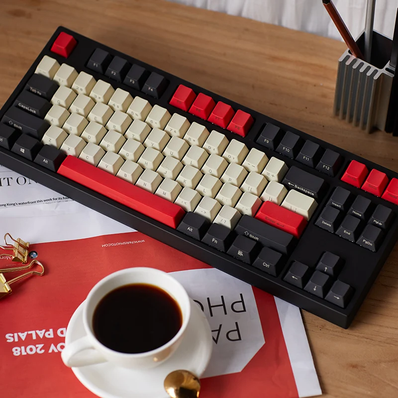 PBT ключ Кепки ANSI сбоку/положительный/спереди рубашка с принтом в виде вишен MX Кепки Набор для TKL 87/104/108/60% игровая клавиатура подходит Anne Akko X уточка