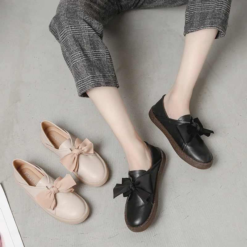Flat Keel Thin Shoes Women's Korean-Style All-match Bow Soft Bottom Flat Shoes Women Women Shoes Women Shoes Flat Wear-Resistant