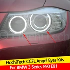 Высококачественный Комплект ангельские глазки CCFL, теплое белое кольцо с ореолом для BMW 3 серии E90 E91 2005 2006 2007 2008, Ксеноновые фары, демонический глаз