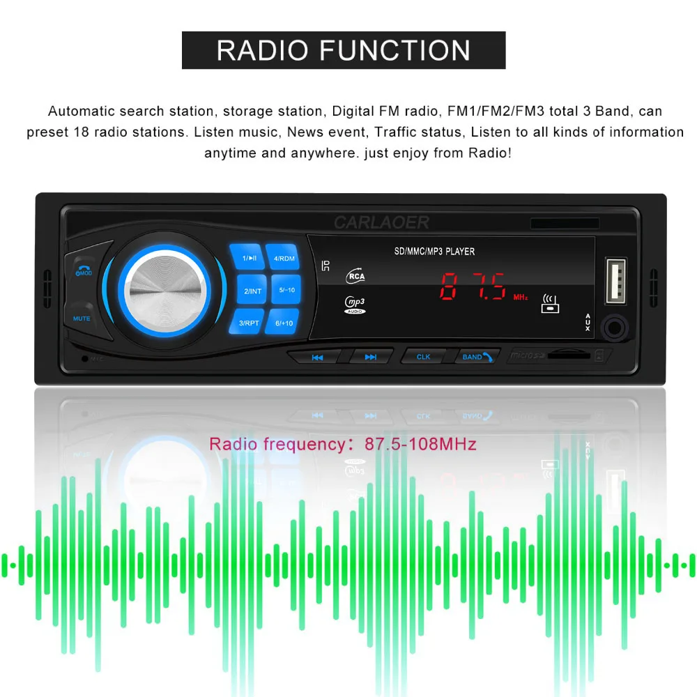 Bluetooth Autoradio 12V Car Stereo Radio FM Aux-IN Input Receiver SD USB In-dash 1 din Car MP3 Multimedia Player