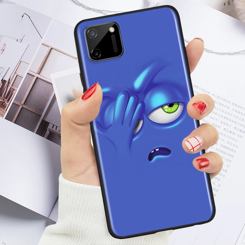 

3D Cute funny face for OPPO Realme V15 X5 X3 X50 X7 X2 C17 C11 C3 C2 7 7i 6 6S 6i 5 3 2 Pro Soft Black Phone Case