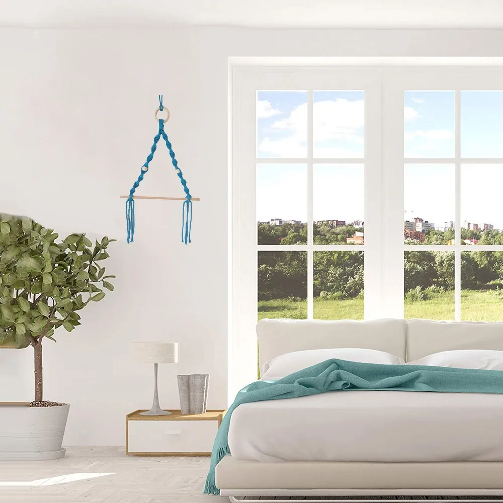 

Nordic Macrame Wood Wall Hanging Toilet Paper Holder Hand-woven Towel Hanger Bedroom Living Room Decor