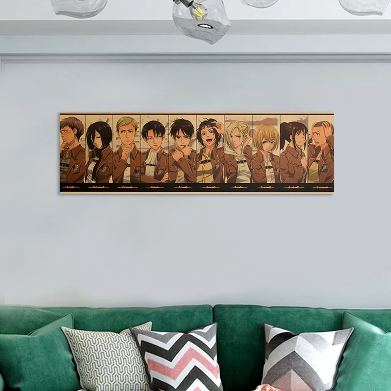

New Anime Attack on Titan Character Collection Poster Classic Cartoon Anime Kraft Paper Wall Sticker Room Decoration Wallpaper