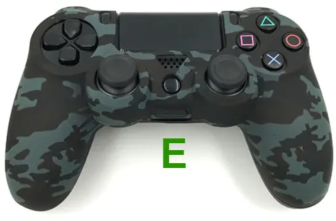 Камуфляжный силиконовый гелевый резиновый мягкий чехол для Dualshock 4 Playstation 4 PS4 Pro Slim - Цвет: E