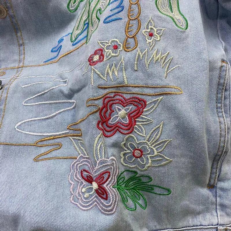 Куртка женская джинсовая с вышивкой Медведи | Женская одежда