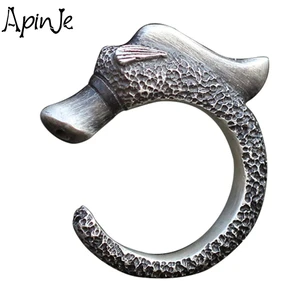 Apinje Ancient 925 Sterling Silver Vintage Dragon Fashion Ring For Men Gothic Punk Opening Jewelry R
