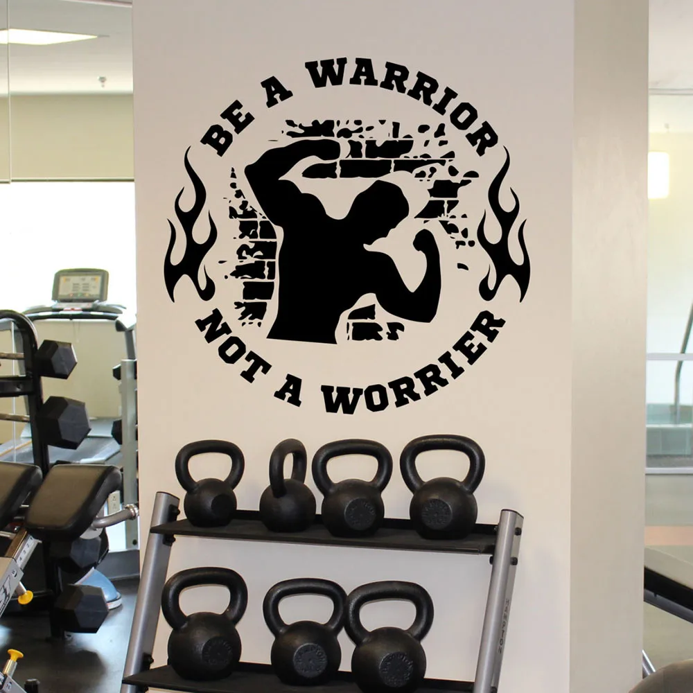Наклейка на стену для фитнеса Виниловая наклейка Be a Warrior с мотивацией к