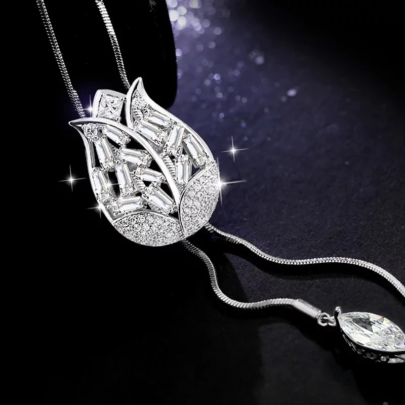 Креативная цепочка для свитера с тюльпаном длинное регулируемое ожерелье из