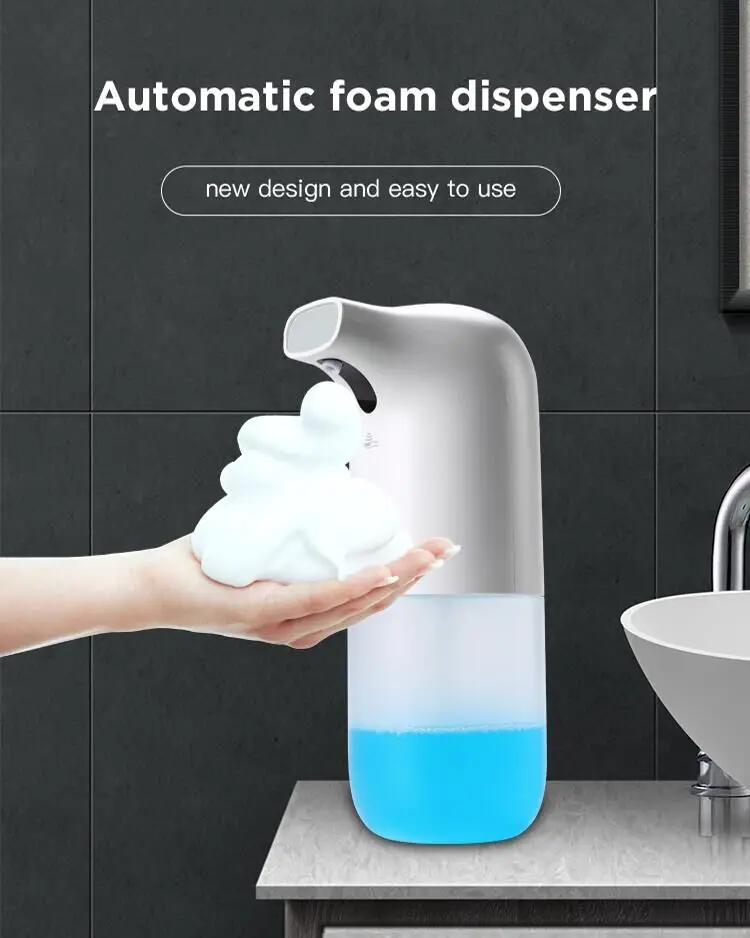 

Factory Direct Table Stand Small Foam White Auto Sensor Hand Cleaner Soap Dispenser 350ml Countertop Hands Free Soap Dispenser